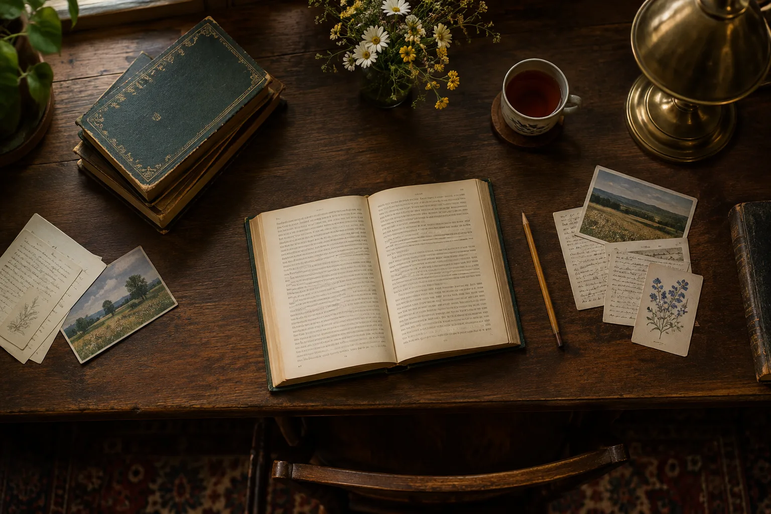 Розгорнута книжка й порожні картки для розбору композиції